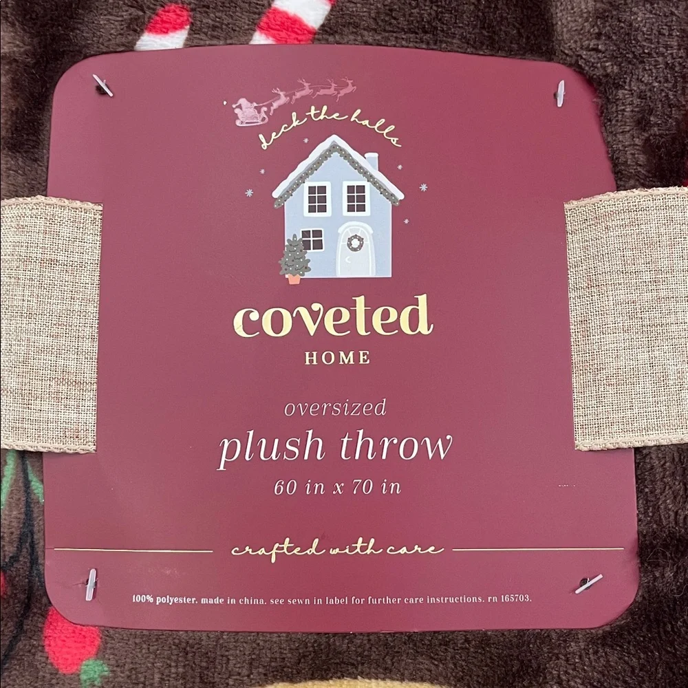 Coveted Cozy Holiday Plush Throw Blanket - Brown and Red 60” x 70” 🤎🎅🏻🤎